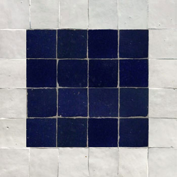 Mosaic House Moroccan tile Rceef 1-3 Custom White Midnight Blue  zellige, mosaic, zellij, field, pattern, glaze, simple, classic, grid, squares 